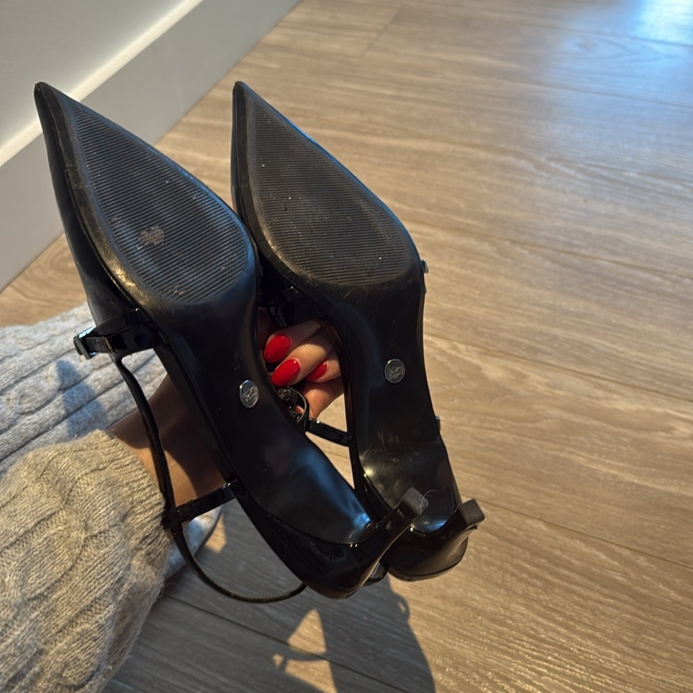 Zara black patent pointy sling back heels - Picture 3 of 5